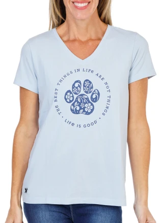 Thumbnail 1: Life is Good Women's Short Sleeve Graphic V-Neck Tee  