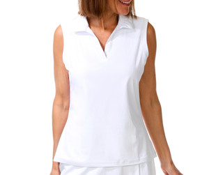 Thumbnail 1: Lillie Green Women's Sleeveless Johnny Collar Golf Polo  