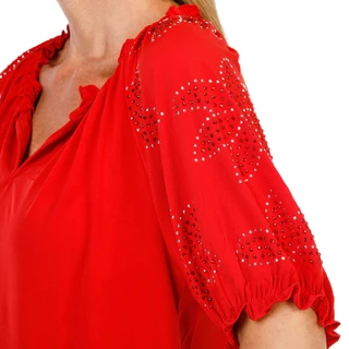 Thumbnail 2: Nicole Miller Women's Petite Short Sleeve Floral Top 