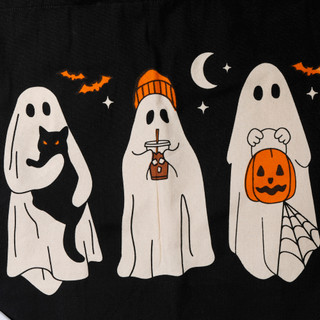 Thumbnail 2: The Witch's Workshop Halloween Ghosts Cotton Tote Bag 