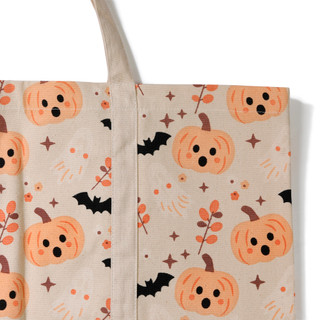 Thumbnail 3: The Witch's Workshop Halloween Pumpkin & Bats Cotton Tote Bag 