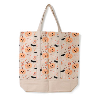 Thumbnail 1: The Witch's Workshop Halloween Pumpkin & Bats Cotton Tote Bag 