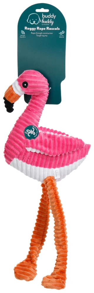Thumbnail 1: Buddy Buddy Raggy Rope Plush Flamingo Pet Toy 