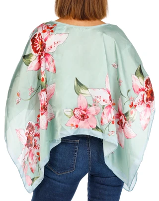 Thumbnail 2: Nicole Miller Women's Floral Satin Poncho Top 