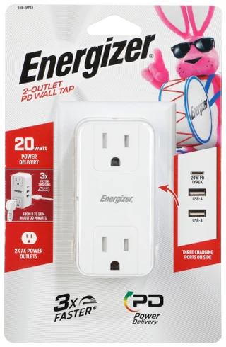 Thumbnail 1: Energizer 2-Outlet PD Wall Tap 
