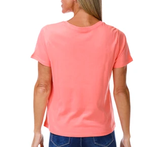 Thumbnail 2: Coral Bay Petite Short Sleeve Crochet Trim V Neck Top 