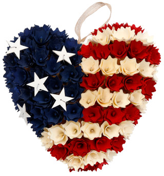 Thumbnail 1: SPECIAL T IMPORTS 10 In Patriotic American Flag Heart Wreath 