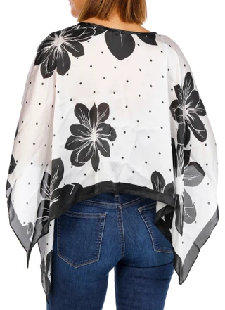 Thumbnail 2: Nicole Miller Women's Floral Satin Poncho Top 