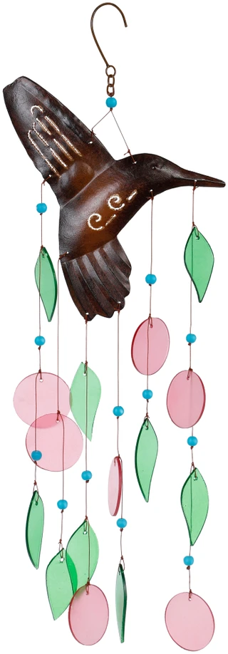 Thumbnail 1: SUNSET VISTA DESIGNS Hummingbird Sea Glass Wind Chimes  