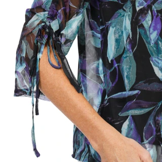 Thumbnail 2: Zac & Rachel Women's Petite 3/4 Sleeve Mesh Print Top 