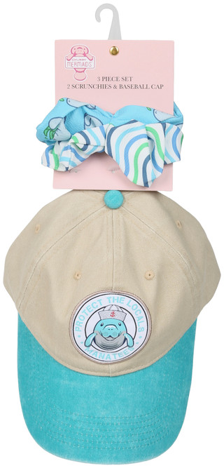 Thumbnail 1: Chubby Mermaids 3 Pc Baseball Cap and Scrunchies Set 