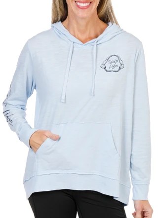 Thumbnail 3: Salt Life Women's Long Sleeve Hooded Shark Tooth Top  
