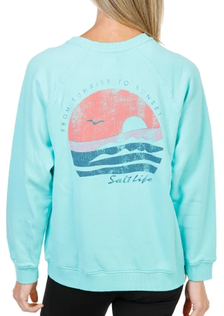 Thumbnail 1: Salt Life Women's Long Sleeve Ocean Wash Crew Neck Fleece Sweater  