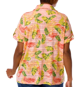 Thumbnail 2: Coral Bay Women's Plus Short Sleeve Button Placket Top 