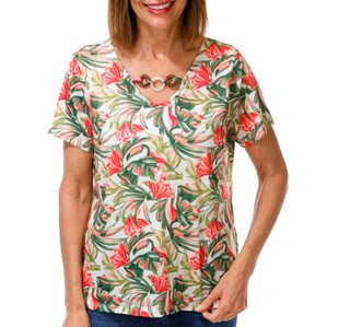 Thumbnail 1: Stella Parker Petite Short Sleeve V-Neck Top 