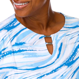 Thumbnail 4: Coral Bay Plus Short Sleeve Double Tube Split Neck Top 
