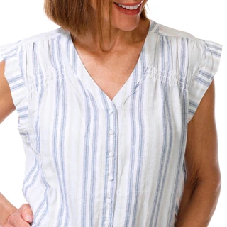Thumbnail 3: Coral Bay Women's Short Sleeve Stripe Tie Waist Top 