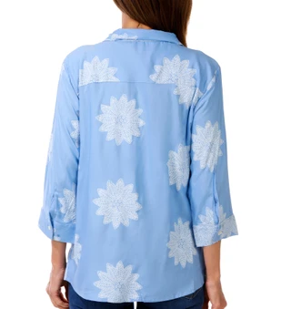 Thumbnail 3: Coral Bay Women's 3/4 Sleeve Floral Button Down Top 
