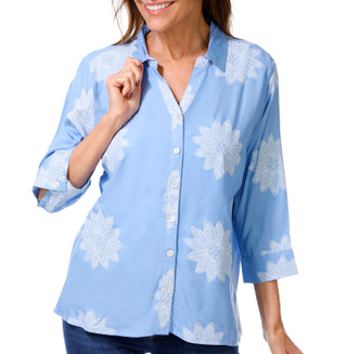 Thumbnail 1: Coral Bay Women's 3/4 Sleeve Floral Button Down Top 