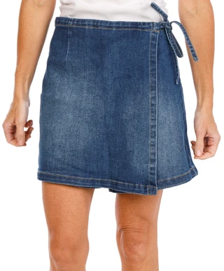 Thumbnail 1: Curve Women's Denim Front Tie Wrap Skort 