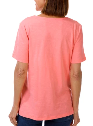 Thumbnail 2: Coral Bay Women's Short Sleeve Embroidered Split Neck Top 