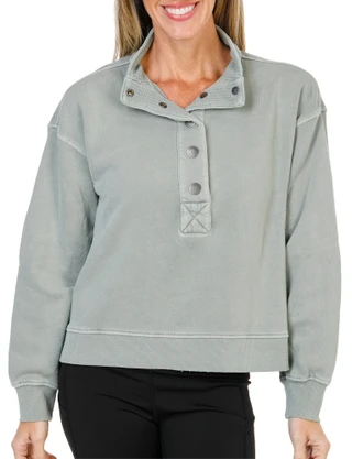 Thumbnail 1: C&C California Women's Long Sleeve Marley Snap Henley Sunwashed Sweater  