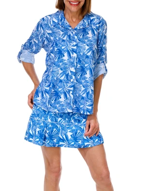 Thumbnail 4: REEL LEGENDS Petite Long Sleeve Wayfinder Button Front Top 