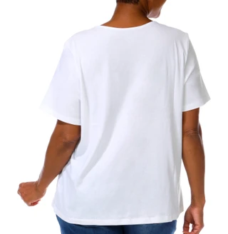 Thumbnail 2: Coral Bay Plus Short Sleeve Embellished Star Split Neck Top 