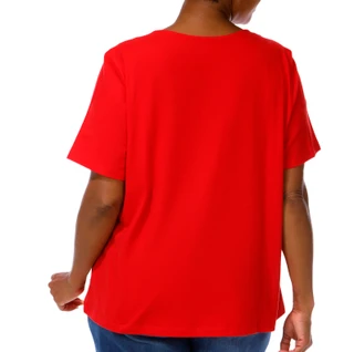 Thumbnail 2: Coral Bay Plus Short Sleeve Embellished Star Split Neck Top 