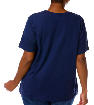 Thumbnail 4: Coral Bay Plus Short Sleeve Embroidered Flag V Neck Top 