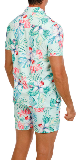 Thumbnail 5: Quiksilver Waterman Men's 2 Pc Tropical Shirt & Trunks Swim Set 