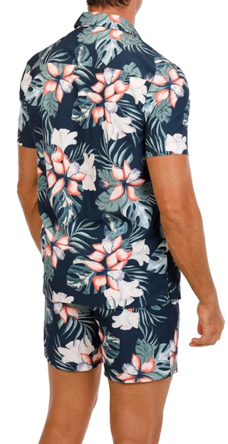 Thumbnail 2: Quiksilver Waterman Men's 2 Pc Tropical Shirt & Trunks Swim Set 