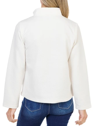 Thumbnail 2: Onque Women's Petite Long Sleeve Textured Knit Jacket  