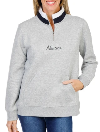 Thumbnail 1: Nautica Women's Long Sleeve Zip Sweater  