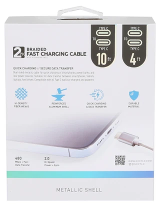 Thumbnail 2: Cylo 2 Pk Braided Type C Fast Charging Cable  