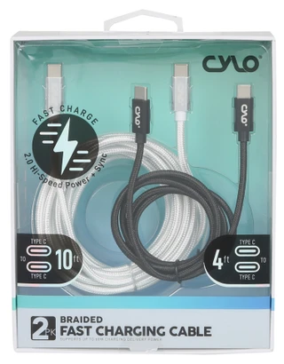Thumbnail 1: Cylo 2 Pk Braided Type C Fast Charging Cable  