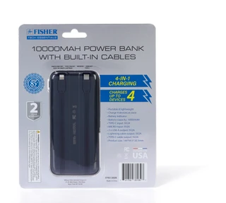 Thumbnail 2: Fisher 10000mAh Power Bank w/ Built-In Cables 