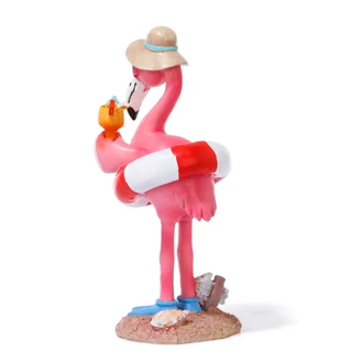 Thumbnail 2: Fancy That Gift & Decor 4x4x9 Flamingo w/ Float Coastal Figurine 