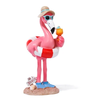 Thumbnail 1: Fancy That Gift & Decor 4x4x9 Flamingo w/ Float Coastal Figurine 