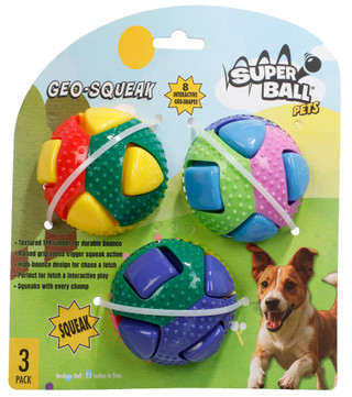 Thumbnail 1: Wham-O Pets 3 Pk Geo-Squeak Super Balls  