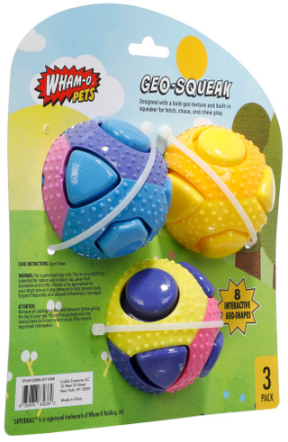 Thumbnail 2: Wham-O Pets 3 Pk Geo-Squeak Super Balls  