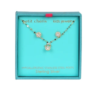 Thumbnail 1: Petit Cheris Girl's 3 Pc Sterling Silver Necklace and Earrings Set 