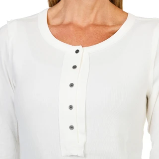 Thumbnail 2: BUNULU Women's Long Sleeve Ribbed Henley Solid Top  