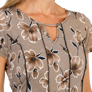 Thumbnail 2: Sami & Jo Women's Short Sleeve Floral Puff Panel Keyhole Midi Dress  