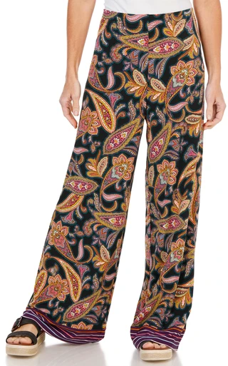 Thumbnail 1: Nicole Miller Women's Print Wide Leg Pants 