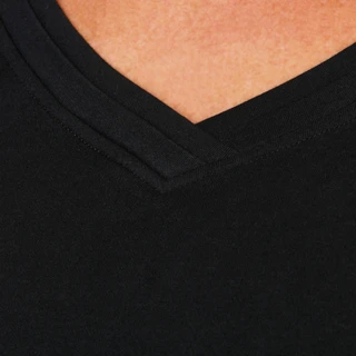 Thumbnail 3: Coral Bay Women's Petite 3/4 Sleeve V-Neck Solid Black Top  