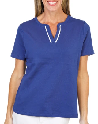 Thumbnail 1: Coral Bay Women's Short Sleeve Split Neck Top 