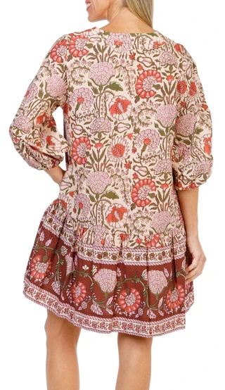 Thumbnail 2: FARMERS MARKET Women's 3/4 Sleeve Floral Print Peasant Style Dress  