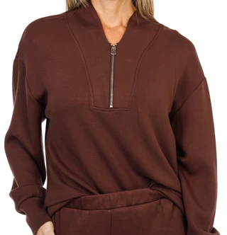 Thumbnail 2: Chelsea & Theodore 2 Pc Women's Long Sleeve Quarter Zip Knit Sweater Pants Set  
