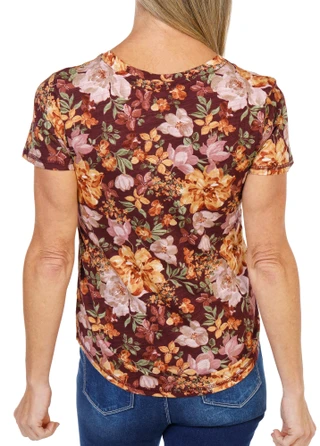 Thumbnail 2: Blue Sol Women's Short Sleeve Floral Print Luxey Tee 